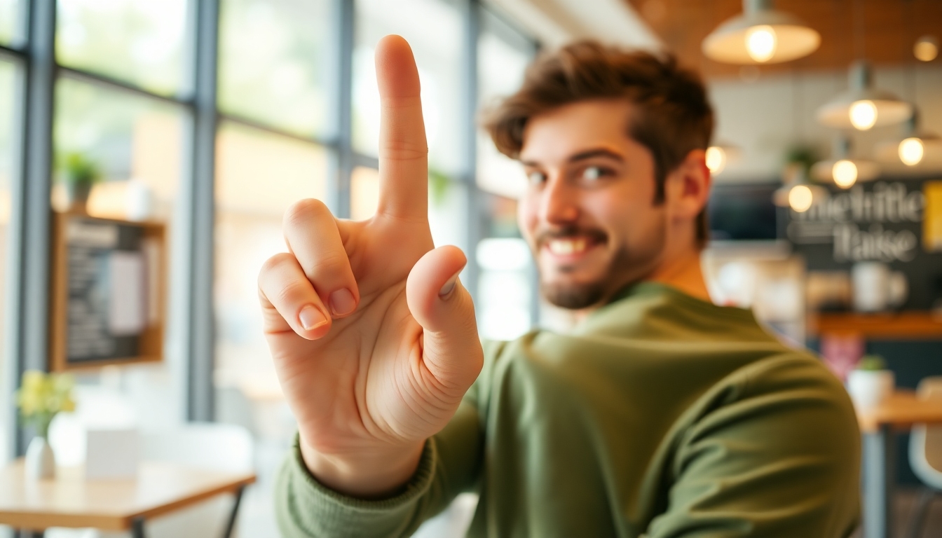 A person gesturing to wait a moment.